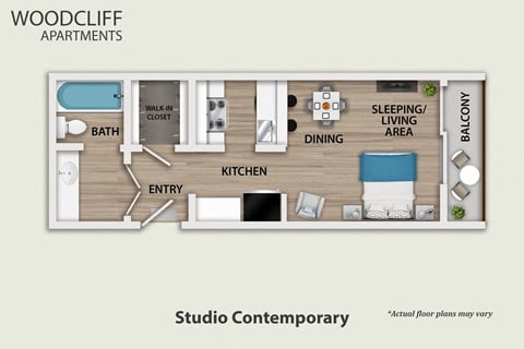 Floor plan for studio, 1 bath, 450 sqft
